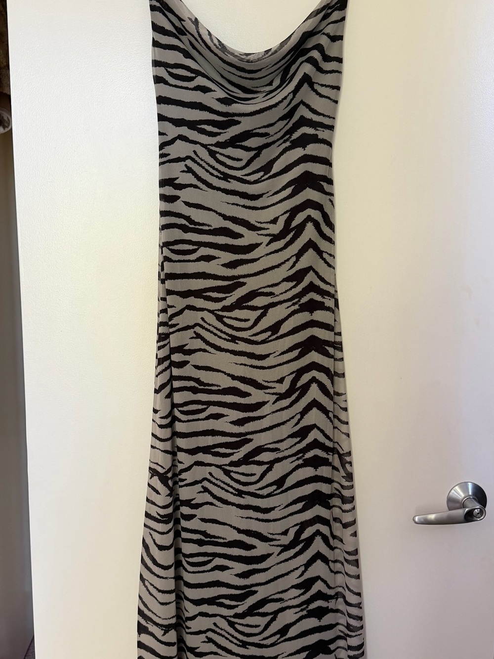 Zara Black and Gray Zebra-Print Midi Dress